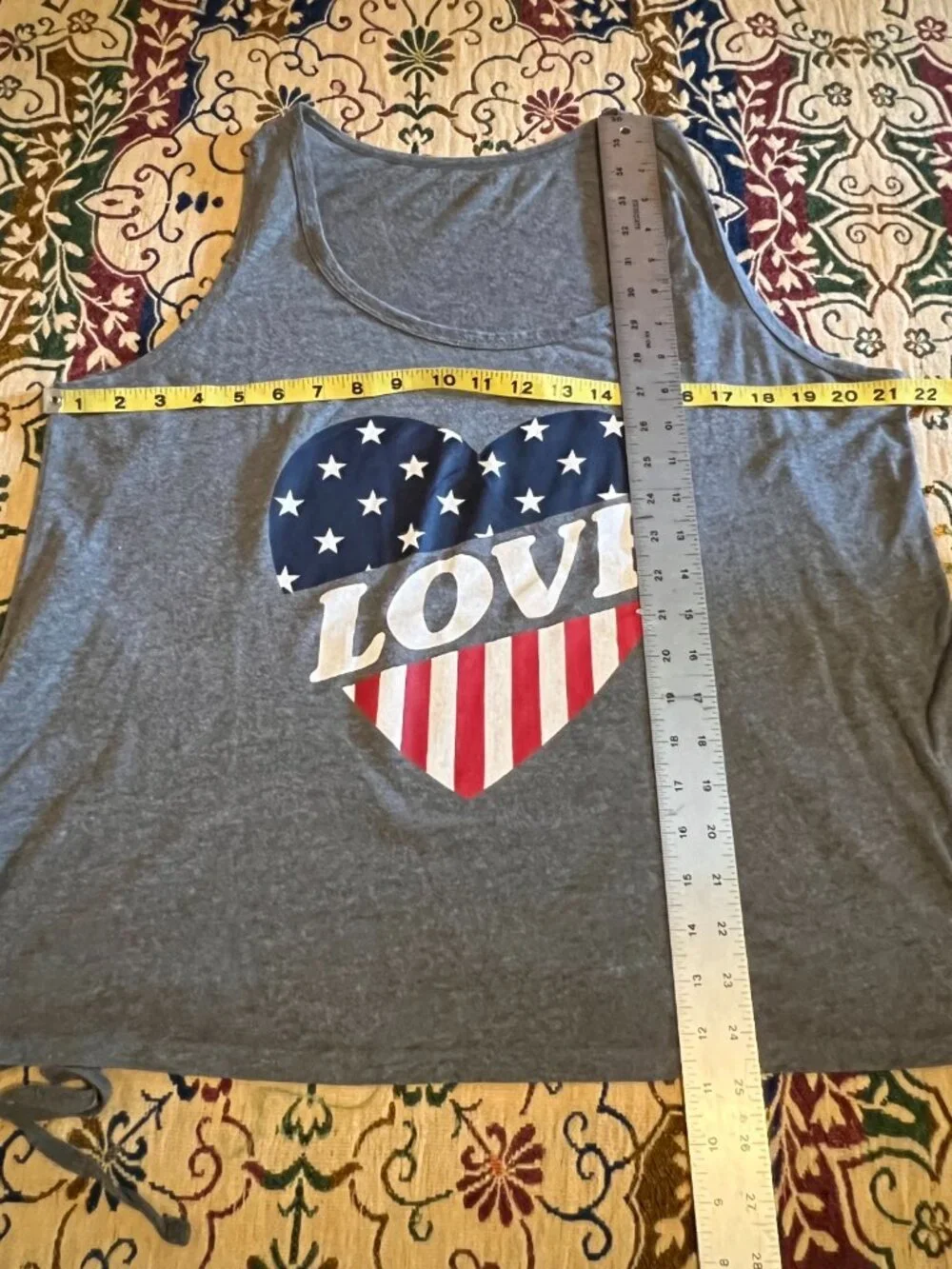 Bobbie Brooks Gray Love America Heart Tank 1X 4th of July ♥️ - Picture 2 of 6